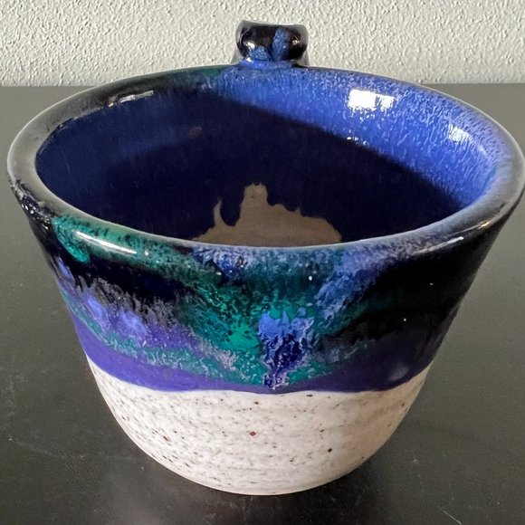 Handcrafted Multi Colored Glazed Pottery Mug ~ Artist Signed - Picture 2 of 8